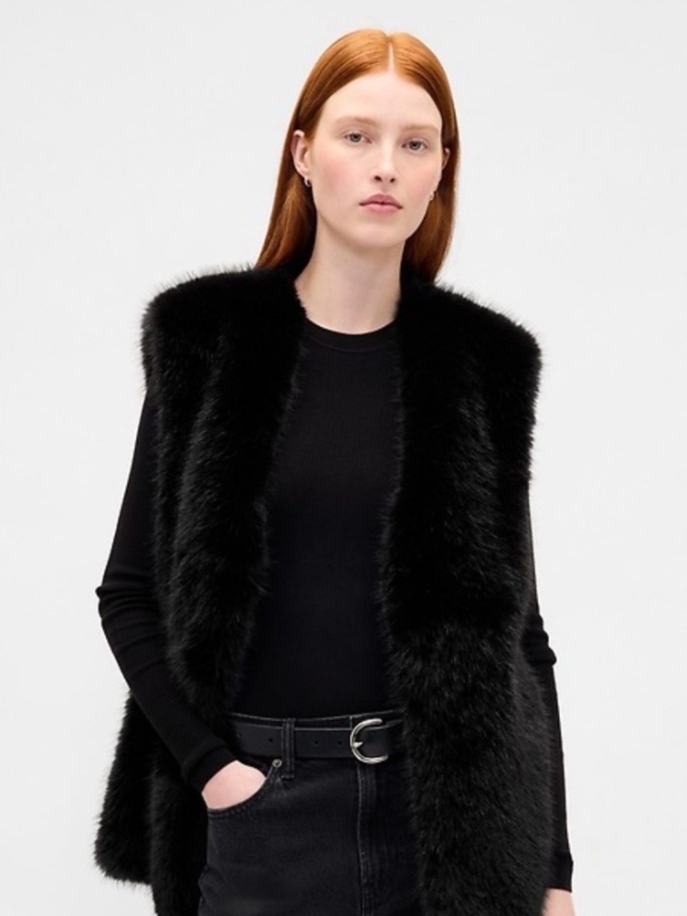 Black Faux Fur Vest